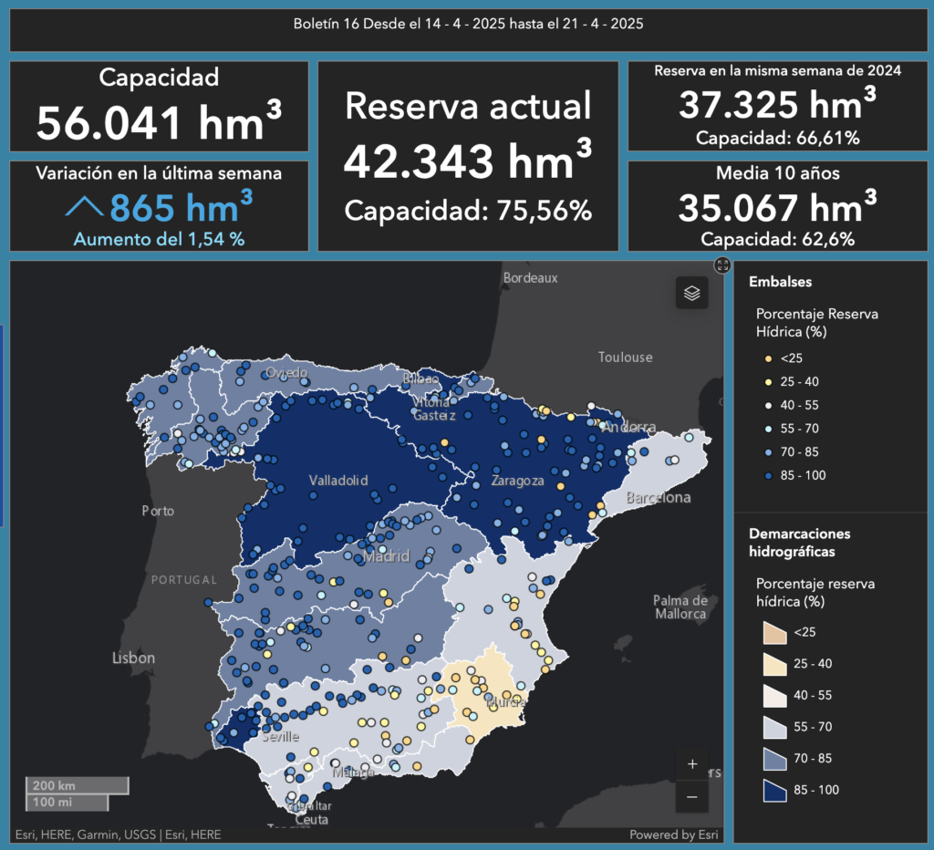 Mapa semana 16 2025 reservas hídricas