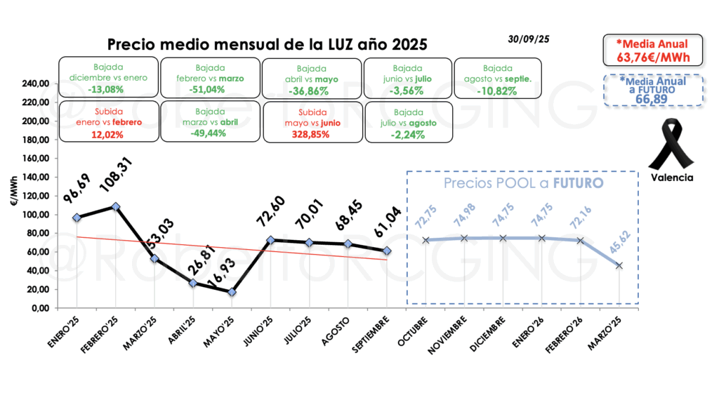 Precio POOL año 2025 y futuros