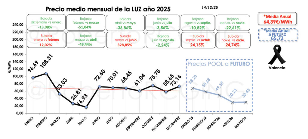 precio mensual 2025 y futuros pool invierno 2026